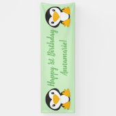 Penguin Birthday Party Green Spandoek (Verticaal)
