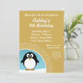 Penguin Birthday Party Invitation Kaart (Staand voorkant)