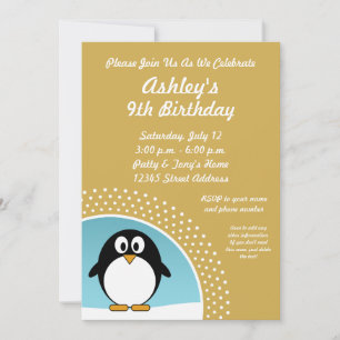 Penguin Birthday Party Invitation Kaart