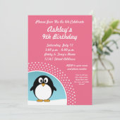 Penguin Birthday Party Invitation Kaart (Staand voorkant)