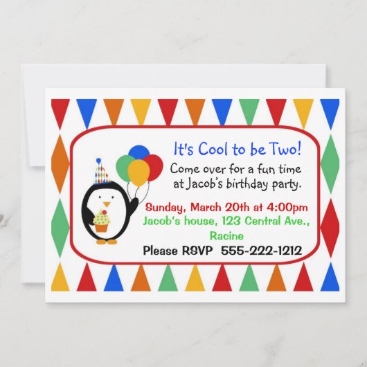Penguin Birthday Party Invitation Kaart (Voorkant)