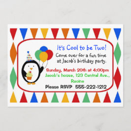 Penguin Birthday Party Invitation Kaart