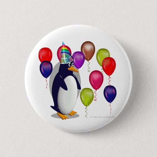 Penguin Birthday Party Ronde Button 5,7 Cm (Voorkant)