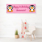 Penguin Birthday Party roze Spandoek (Insitu)
