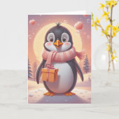 Penguin Birthday Serenade Kaart (Gele Bloem)