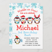 Penguin Birthday Uitnodiging (Voorkant / Achterkant)