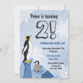 Penguin Birthday Uitnodiging (Voorkant)