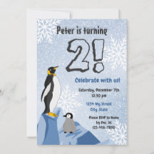 Penguin Birthday Uitnodiging