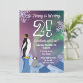 Penguin Birthday Uitnodiging (Staand voorkant)