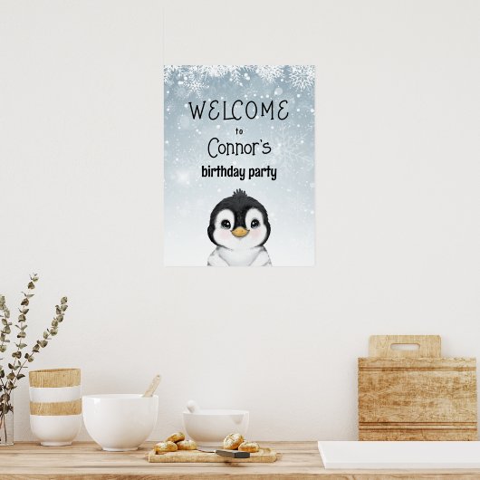 Penguin Birthday Welcome Sign Poster (Keuken)