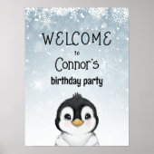 Penguin Birthday Welcome Sign Poster (Voorkant)