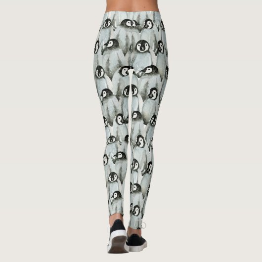 Penguin Black en White Cute Pattern Leggings (Achterkant)