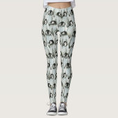 Penguin Black en White Cute Pattern Leggings (Voorkant)