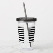 Penguin Black en White Striped Monogram Acryl Drinkbeker (Links)