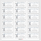 Penguin Blue | Grijze kerstAdresetiketten Sticker (Vel)