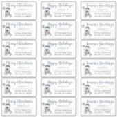 Penguin Blue | Grijze kerstAdresetiketten Sticker (Voorkant)