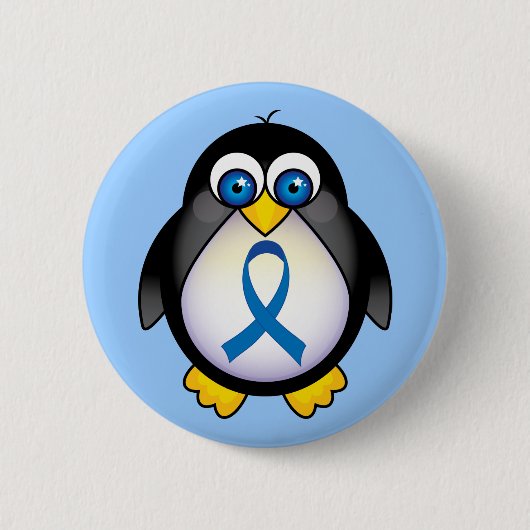 Penguin Blue Ribbon Awareness Ronde Button 5,7 Cm (Voorkant)