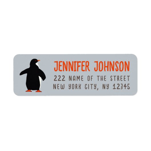 Penguin Blue Winter Return Address Label (Voorkant)