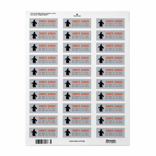 Penguin Blue Winter Return Address Label (Full Sheet)