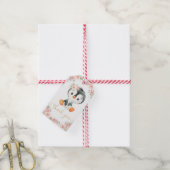 Penguin Blush Bloemen Baby shower Verjaardagsfeest Cadeaulabel (Met Touw)