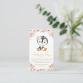 Penguin Blush Pink Floral brengt boeken voor Baby  Informatiekaartje (Staand voorkant)