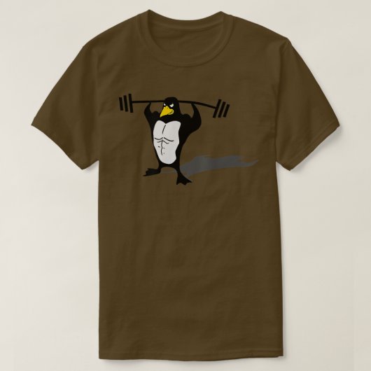 Penguin Bodybuilding Workout Diet, pompijzer T-shirt (Design voorkant)