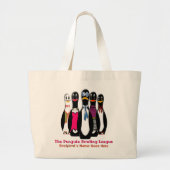 Penguin Bowling League Gepersonaliseerd Grote Tote Bag (Voorkant)