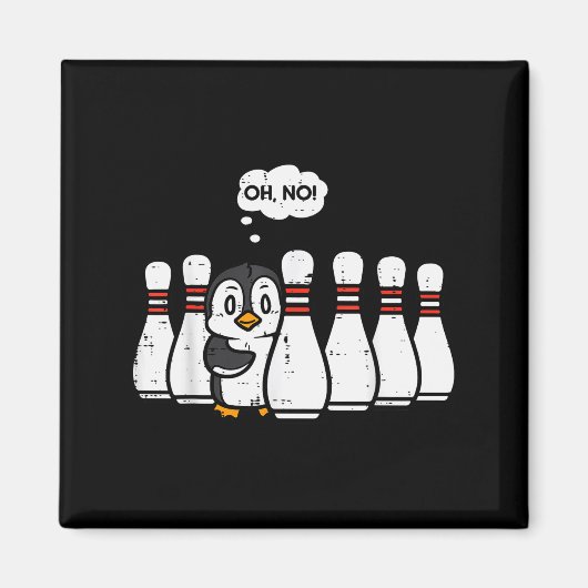 Penguin Bowling Ns Oh No Funny Bowler Player Men W Magneet (Voorkant)
