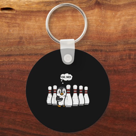 Penguin Bowling Ns Oh No Funny Bowler Player Men W Sleutelhanger (Voorkant)