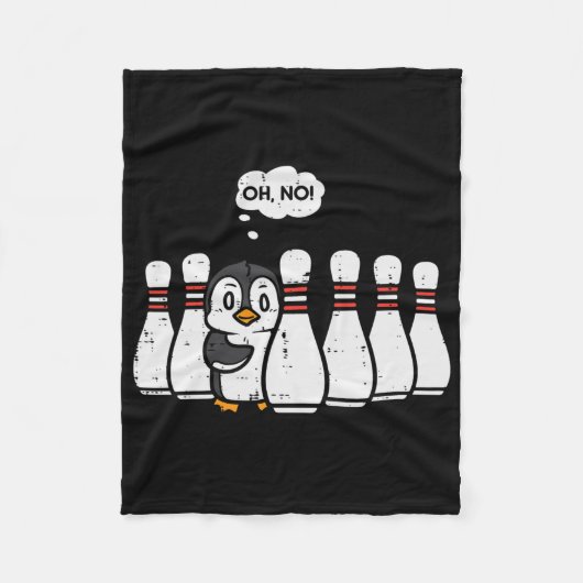 Penguin Bowling Pins Oh No Funny Bowler Player Man Fleece Deken (Voorkant)
