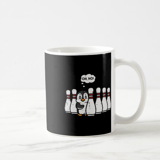 Penguin Bowling Pins Oh No Funny Bowler Player Man Koffiemok (Rechts)