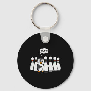 Penguin Bowling Pins Oh No Funny Bowler Player Man Sleutelhanger