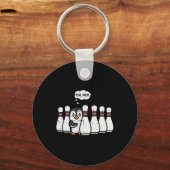 Penguin Bowling Pins Oh No Funny Bowler Player Man Sleutelhanger (Voorkant)