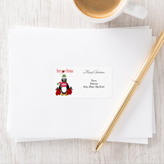 Penguin Boxing Pow Return/ Shipping Address Label (Insitu)