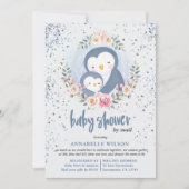 Penguin Boy Baby shower per post Kaart (Voorkant)