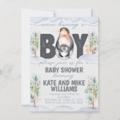 Penguin Boy Baby shower uitnodiging (Voorkant)