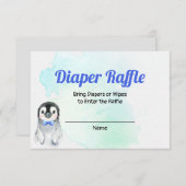 Penguin Boy Winter Diaper Raffle Card Informatiekaartje (Voorkant / Achterkant)