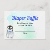 Penguin Boy Winter Diaper Raffle Card Informatiekaartje (Voorkant)