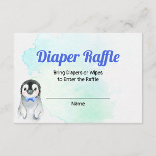Penguin Boy Winter Diaper Raffle Card Informatiekaartje