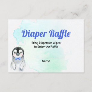 Penguin Boy Winter Diaper Raffle Card Informatiekaartje