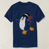 Penguin bruidegom cilinder bruiloft t-shirt (Design voorkant)