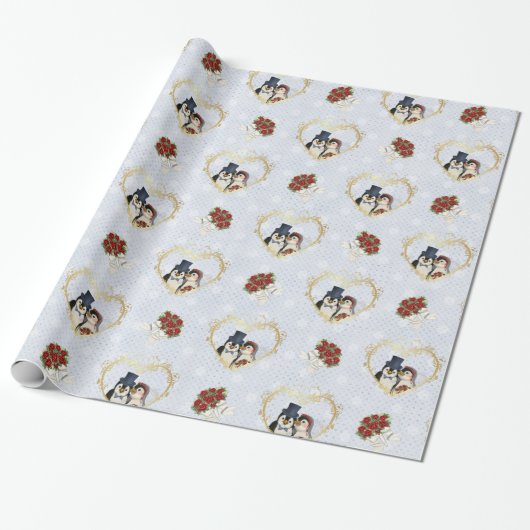 Penguin bruiloft inpakpapier (Uitgerold)
