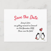 Penguin bruiloft Sla de datum op Feestdagenkaart (Achterkant)