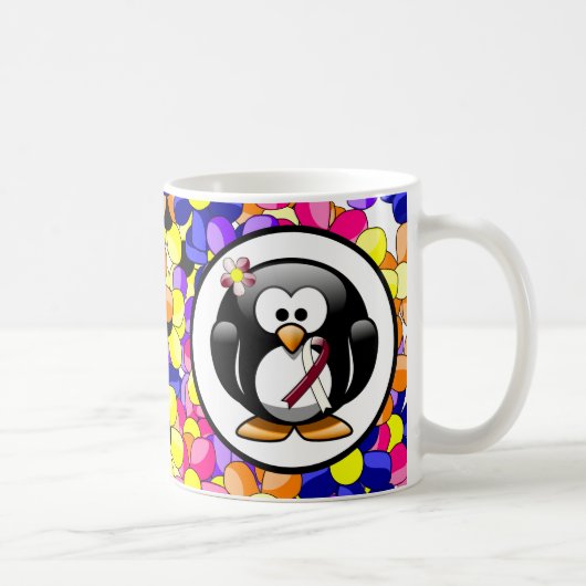 Penguin Burgundy en Ivory Awareness Ribbon Koffiemok (Rechts)