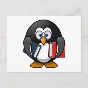 Penguin Carrying Books Briefkaart
