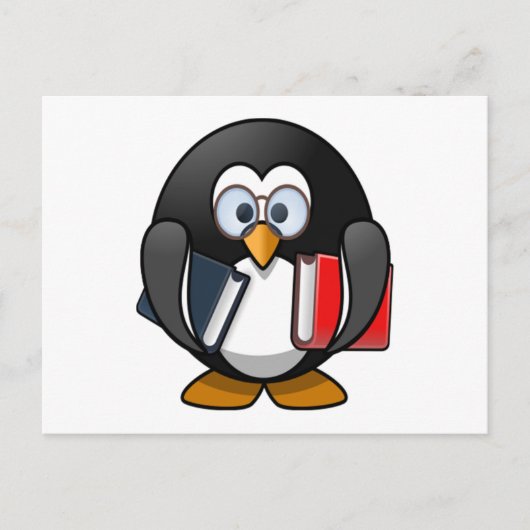 Penguin Carrying Books Briefkaart (Voorkant)