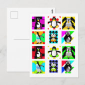 Penguin Cartoon Vogels Abstract Kunstcollage Briefkaart (Voorkant / Achterkant)
