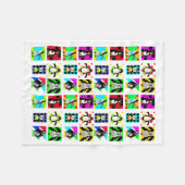 Penguin Cartoon Vogels Abstract Kunstcollage Fleece Deken (Voorkant (Horizontaal))