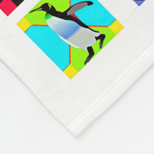 Penguin Cartoon Vogels Abstract Kunstcollage Fleece Deken (Hoek)