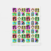 Penguin Cartoon Vogels Abstract Kunstcollage Fleece Deken (Voorkant)